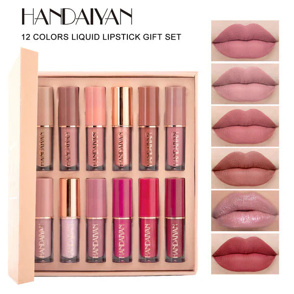 12-Piece Matte Liquid Lipstick & High Shine Lip Gloss Set – Waterproof, Long