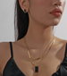 Double Layer Gold Plated Chain with Double Sided Locket