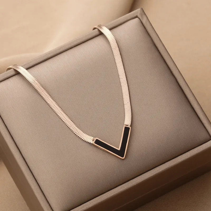 V Shape Titanium Steel Necklace